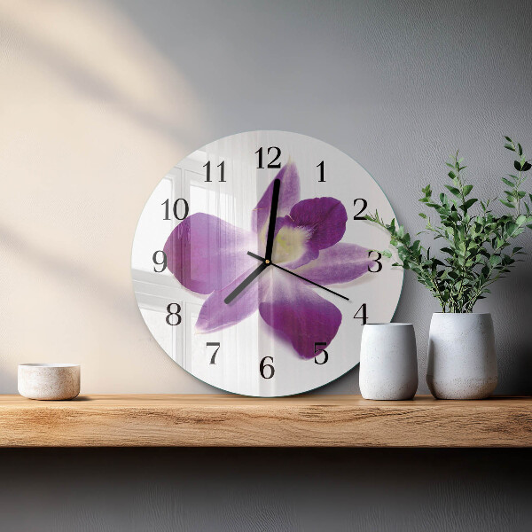 Round wall clock Orchid Flower