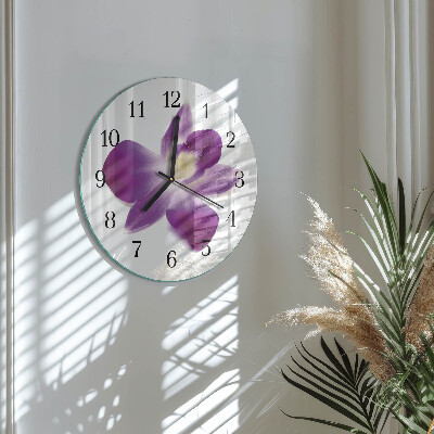 Round wall clock Orchid Flower