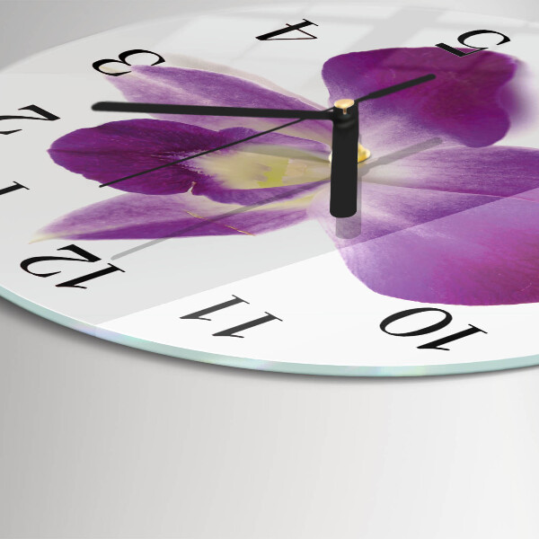 Round wall clock Orchid Flower