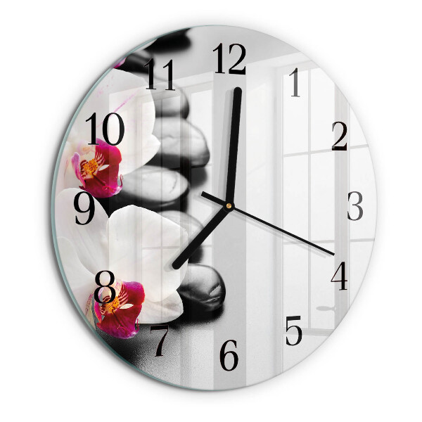 Round wall clock Orchid Stones