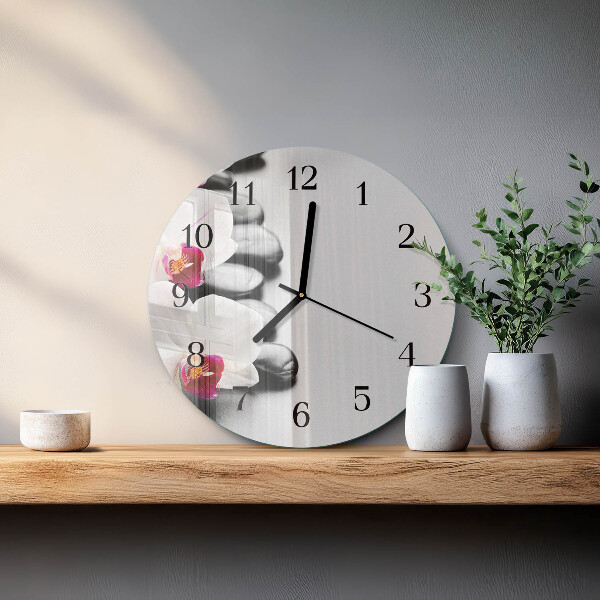 Round wall clock Orchid Stones