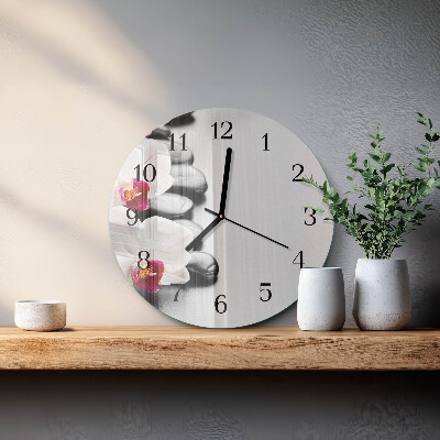 Round wall clock Orchid Stones