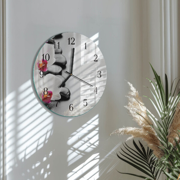Round wall clock Orchid Stones