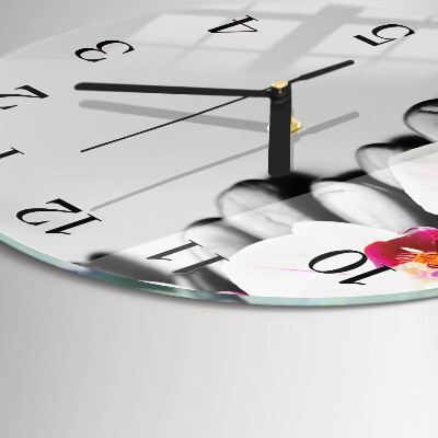 Round wall clock Orchid Stones