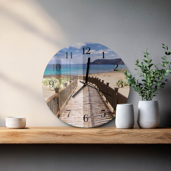 Round wall clock Beach Sea
