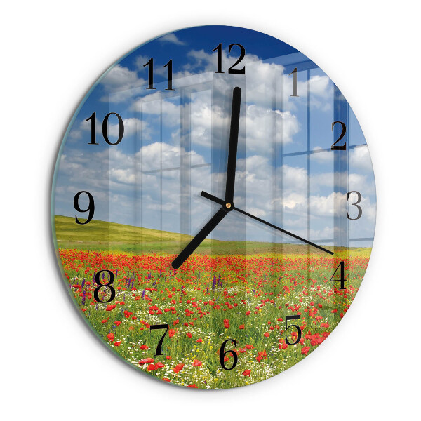 Round wall clock Poppy Field