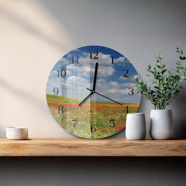 Round wall clock Poppy Field