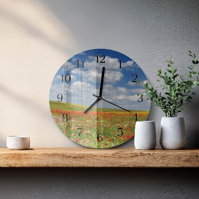 Round wall clock Poppy Field