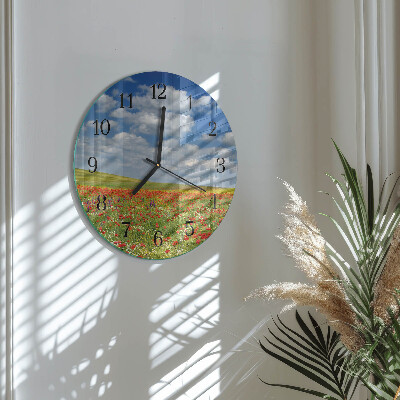 Round wall clock Poppy Field