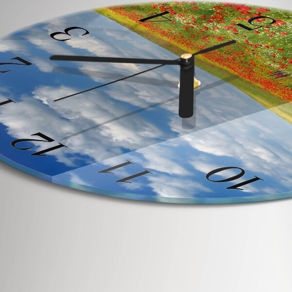 Round wall clock Poppy Field