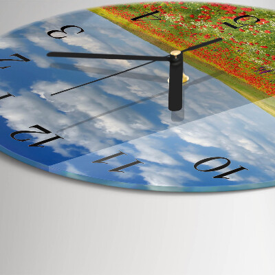 Round wall clock Poppy Field