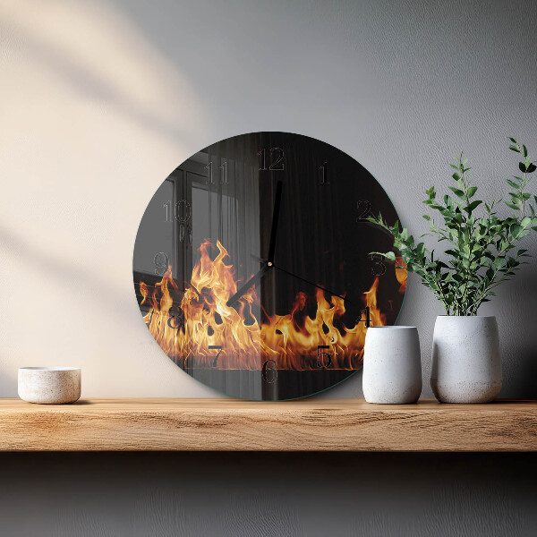 Round wall clock Fire