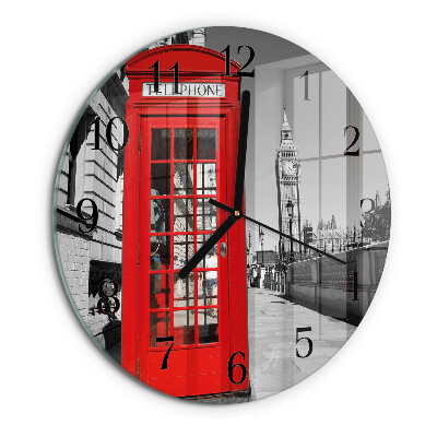Round wall clock Red Telephone Booth