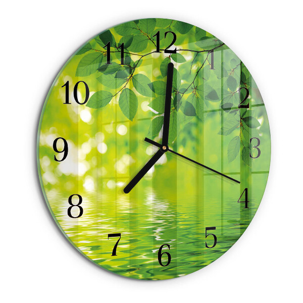 Round wall clock Leaves