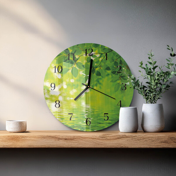 Round wall clock Leaves