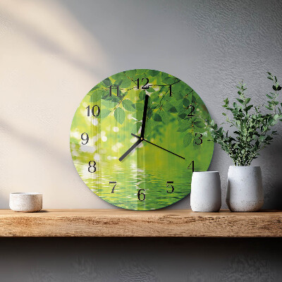 Round wall clock Leaves