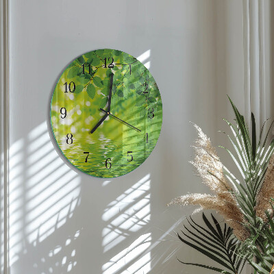 Round wall clock Leaves