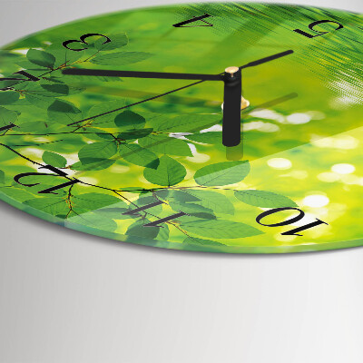 Round wall clock Leaves
