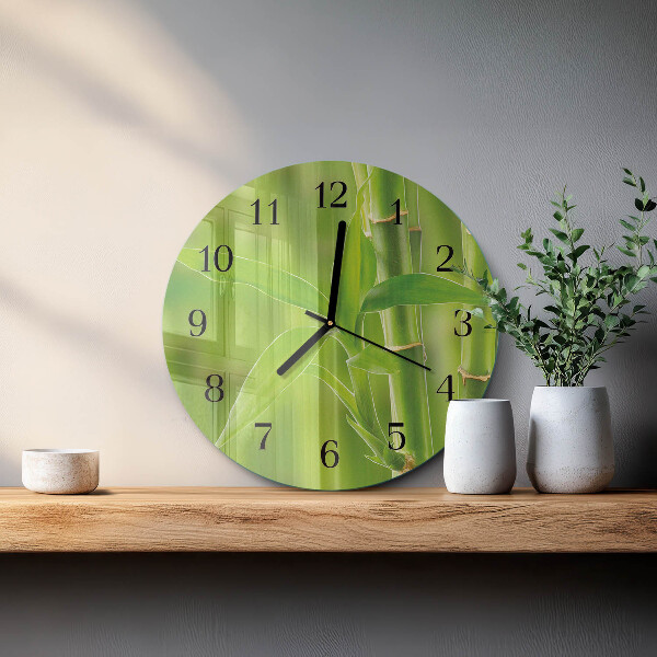 Round wall clock Bamboo Plant