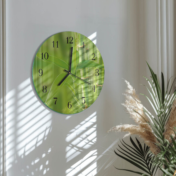 Round wall clock Bamboo Plant