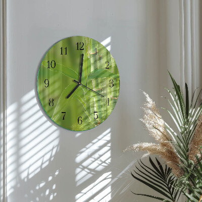 Round wall clock Bamboo Plant