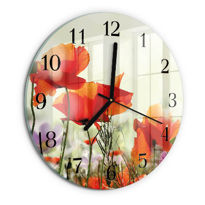 Round wall clock Poppies