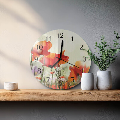 Round wall clock Poppies