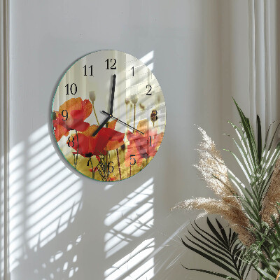 Round wall clock Poppies