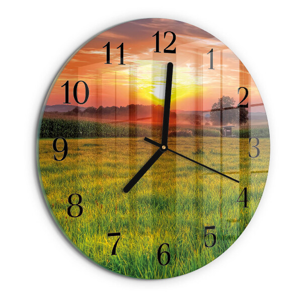 Round wall clock Landscape Meadow