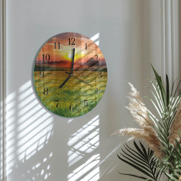 Round wall clock Landscape Meadow