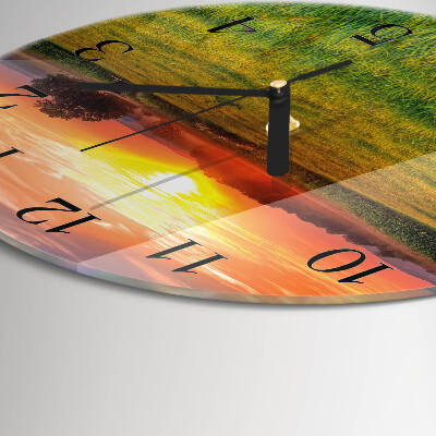Round wall clock Landscape Meadow