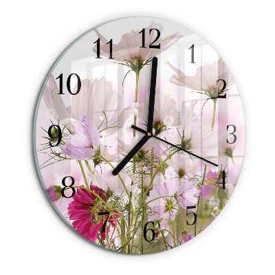 Round wall clock Cosmos Flowers