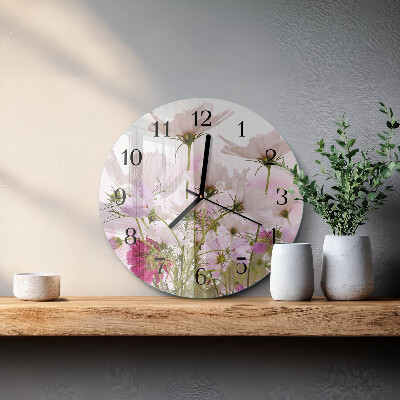 Round wall clock Cosmos Flowers