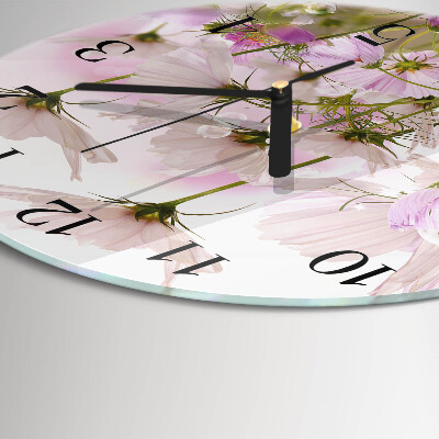 Round wall clock Cosmos Flowers