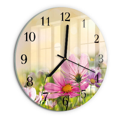 Round wall clock Cosmos Flowers