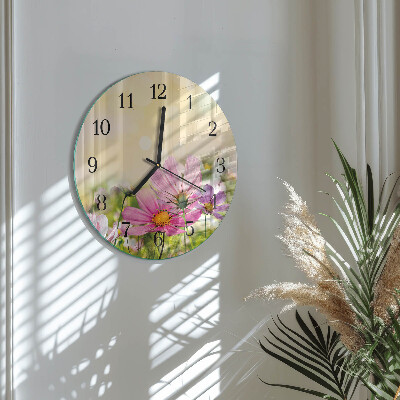 Round wall clock Cosmos Flowers