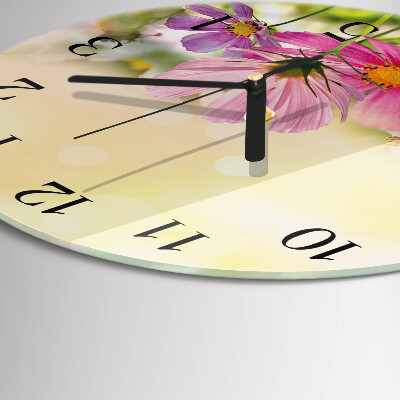 Round wall clock Cosmos Flowers