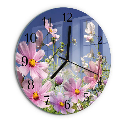 Round wall clock Cosmos Flowers