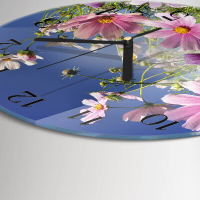Round wall clock Cosmos Flowers