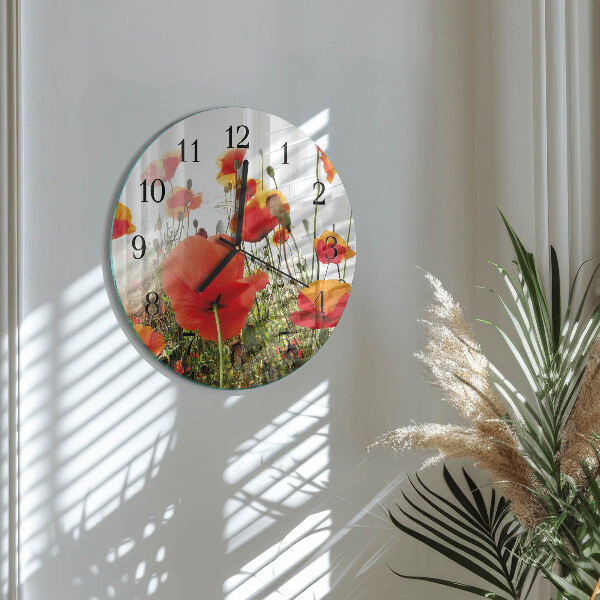 Round wall clock Poppies