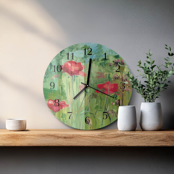Round wall clock Poppies