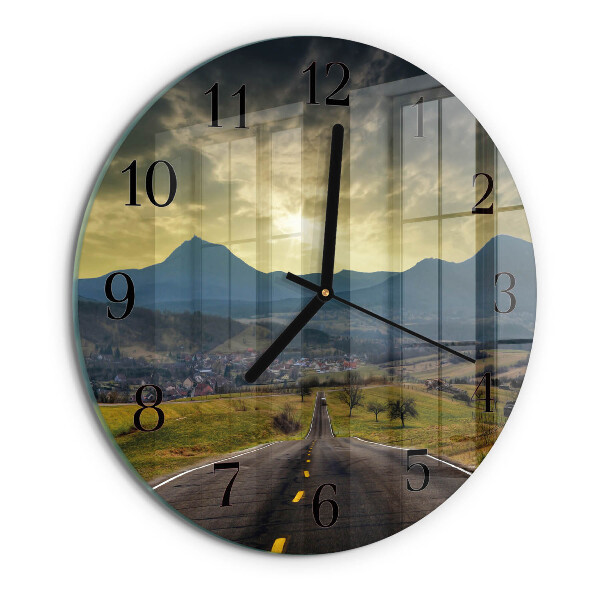 Round wall clock Path Mountains