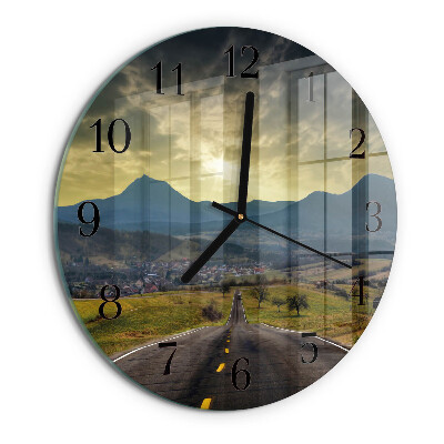 Round wall clock Path Mountains
