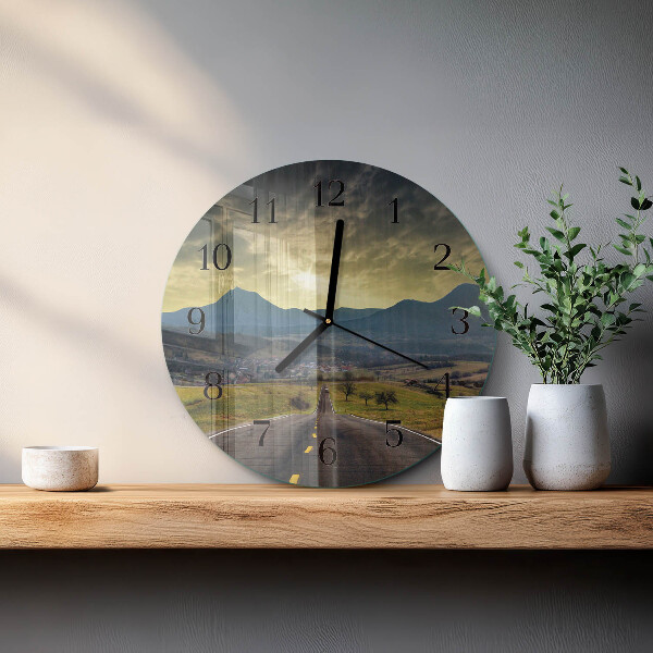 Round wall clock Path Mountains