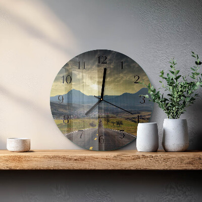 Round wall clock Path Mountains
