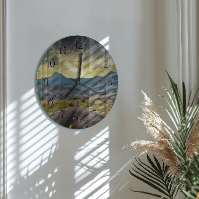 Round wall clock Path Mountains