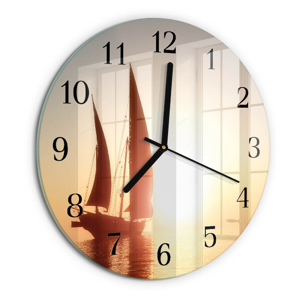 Round wall clock Sailboat