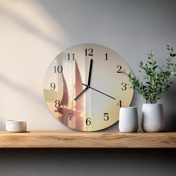 Round wall clock Sailboat