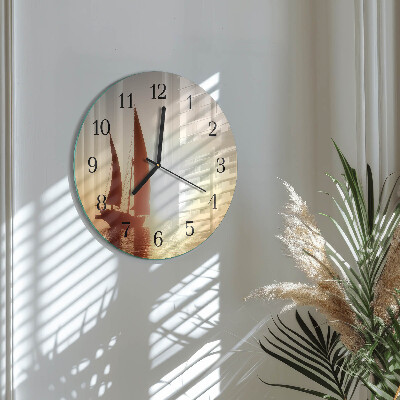 Round wall clock Sailboat