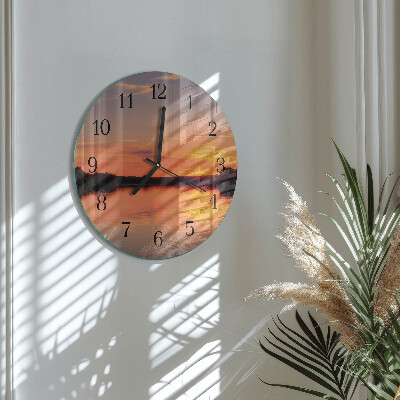 Round wall clock Sunset